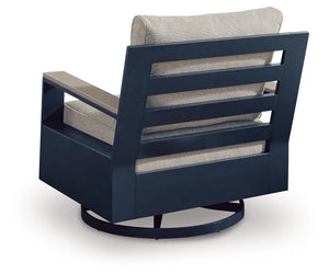 East Beach Outdoor Swivel Glider Chair with Cushion Navy Blue/Driftwood