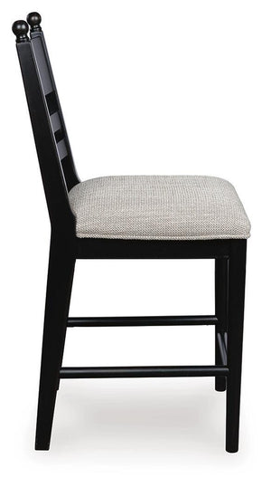 Greddinton Upholstered Counter-Height Barstool Black