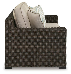 Coastline Bay Outdoor Loveseat with Cushion Brown