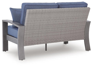 Half Moon Beach Outdoor Loveseat with Cushion Blue/Gray