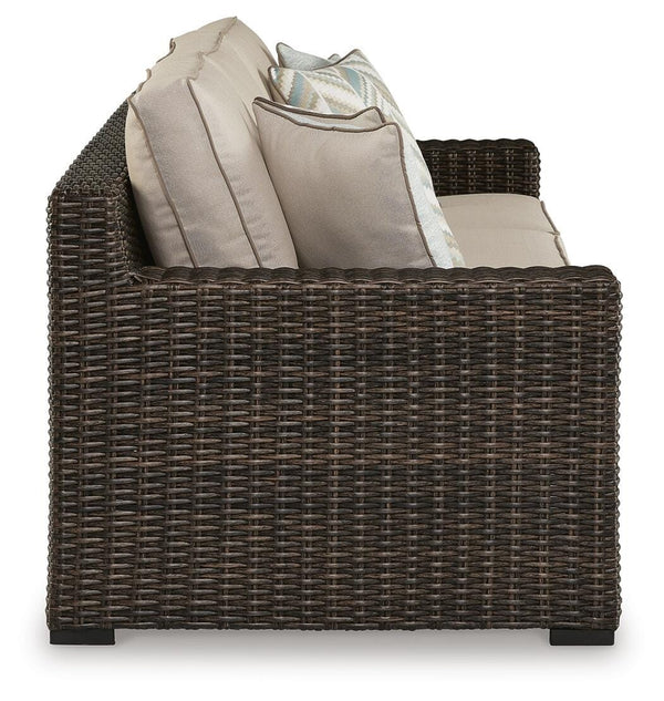 Coastline Bay Outdoor Sofa with Cushion Brown
