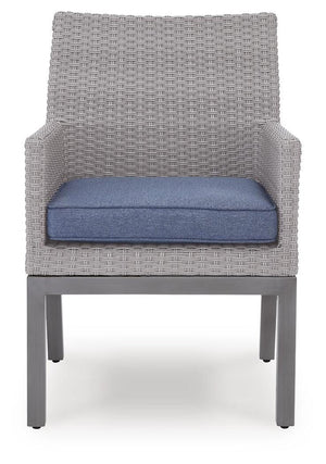 Half Moon Beach Outdoor Arm Chair with Cushion Blue/Gray