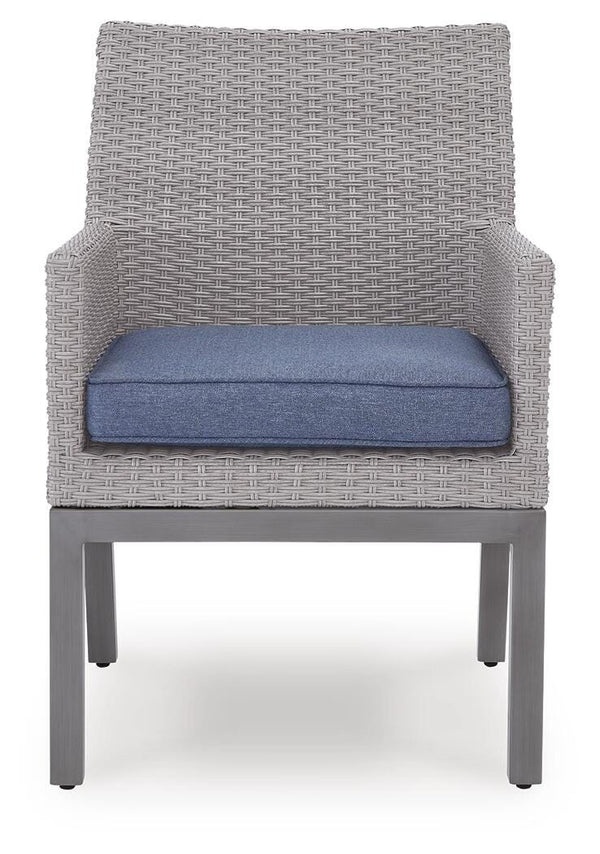 Half Moon Beach Outdoor Arm Chair with Cushion Blue/Gray