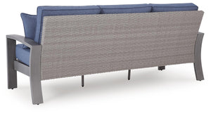 Half Moon Beach Outdoor Sofa with Cushion Blue/Gray