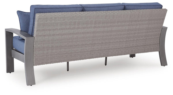 Half Moon Beach Outdoor Sofa with Cushion Blue/Gray