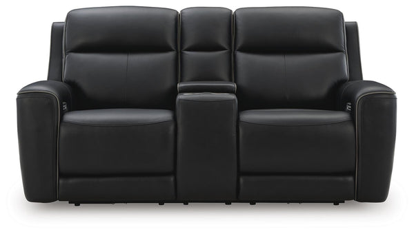 Comfort Zero Gravity Power Leather Reclining Adjustable Headrest Console Loveseat Onyx