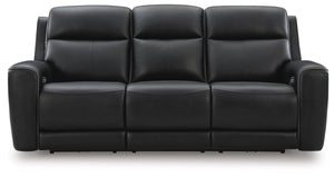 5Z-Comfort Power Adjustable Headrest Leather Reclining Sofa Onyx