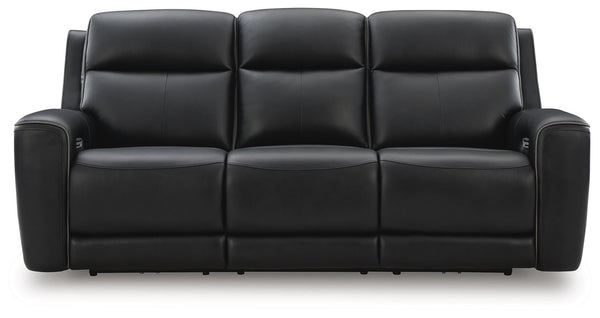 5Z-Comfort Power Adjustable Headrest Leather Reclining Sofa Onyx