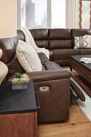 Bleckley P2 5-Piece Power Reclining Leather Zero Gravity Sectional Espresso