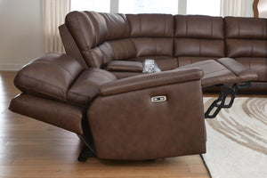 Bleckley P2 6-Piece Power Reclining Leather Zero Gravity Sectional Espresso