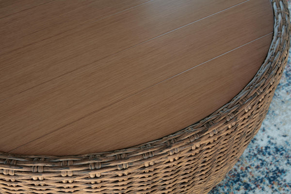 Double Point Outdoor Round Coffee Table Beige