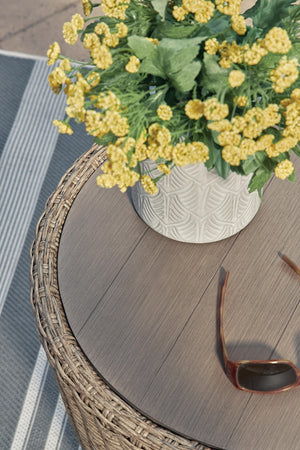 Danson Outdoor Round End Table Beige