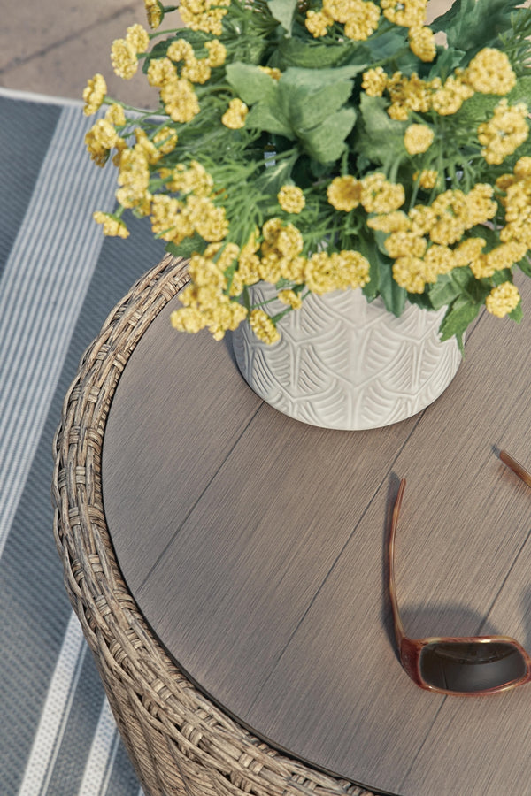 Danson Outdoor Round End Table Beige