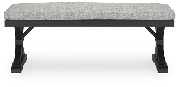 Beachcroft Outdoor Bench with Cushion Black/Light Gray