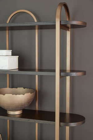 Brentmour Bookcase Brown/Gold Finish