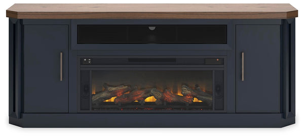 Landocken 83-Inch TV Stand with Electric Fireplace Two-tone