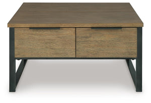 Montia 2-Drawer Lift-Top Coffee Table Light Brown