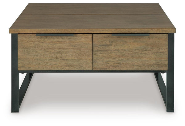 Montia 2-Drawer Lift-Top Coffee Table Light Brown