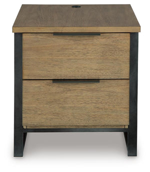 Montia 2-Drawer End Table with USB Light Brown