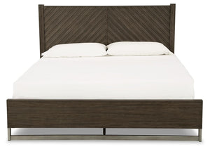 Arkenton King Panel Bed with USB Grayish Brown