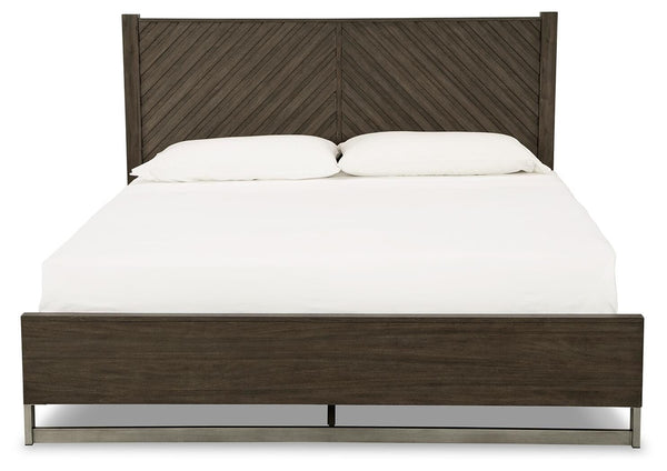 Arkenton King Panel Bed with USB Grayish Brown
