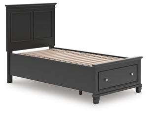 Lanolee Twin Panel Storage Bed Black