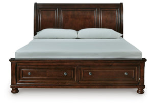 Porter King Sleigh Storage Bed Rustic Brown
