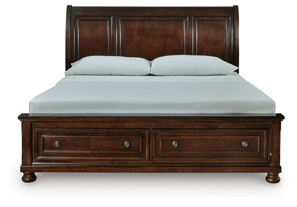 Porter King Sleigh Storage Bed Rustic Brown