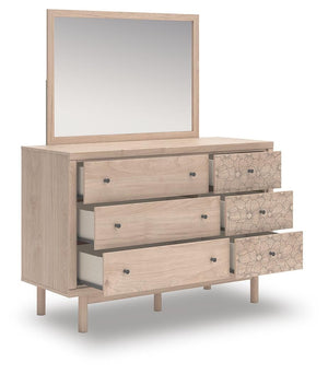 Arloster 6-Drawer Dresser & Mirror Tan
