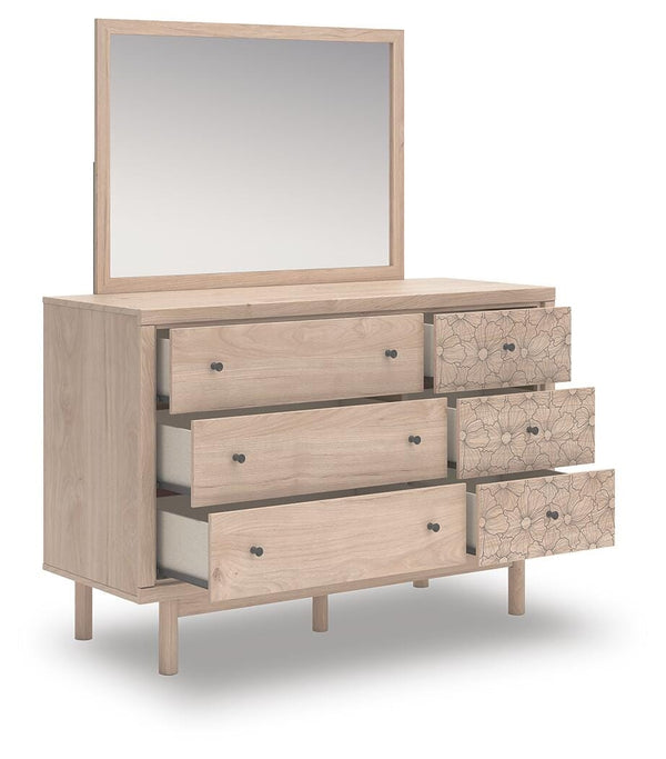 Arloster 6-Drawer Dresser & Mirror Tan