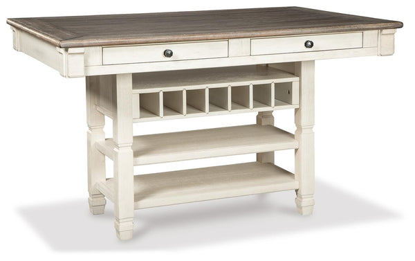Bolanburg Counter-Height Dining Table & 4 Barstools with Display Cabinet Two-tone