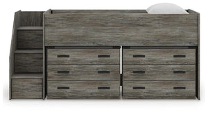 Frandern Twin Loft Bed with Drawer Storage Warm Gray