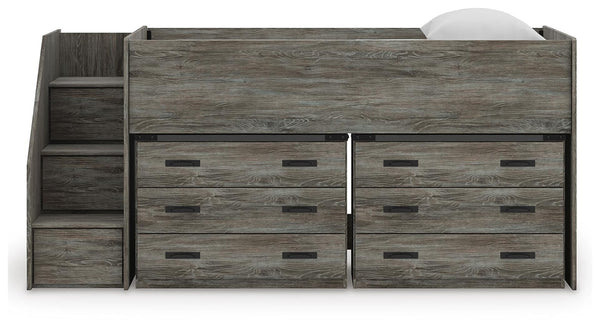 Frandern Twin Loft Bed with Drawer Storage Warm Gray