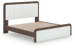 Kendanport King Upholstered Bed White/Brown