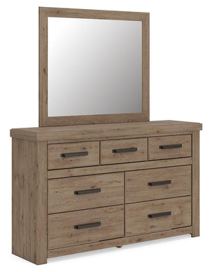 Oliandon Dresser & Mirror Light Brown