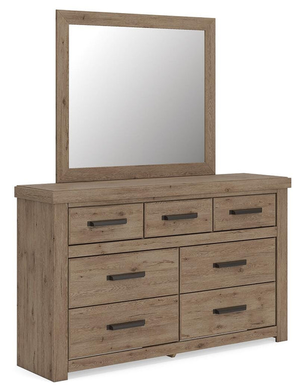 Oliandon Dresser & Mirror Light Brown