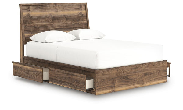 Chirason Queen Panel Bed with 2-Drawers of Storage Brown