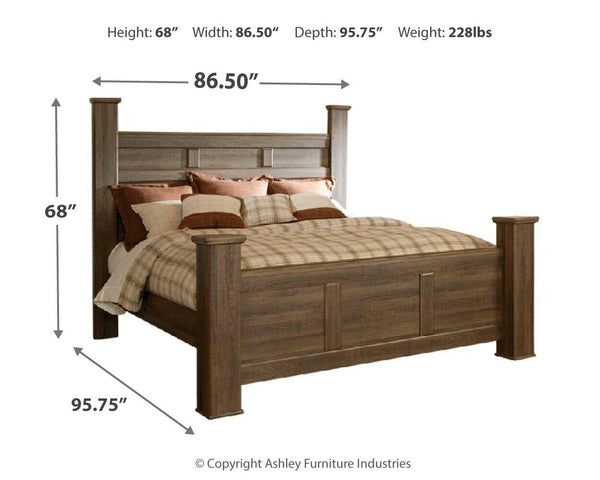 Juararo King Poster Bed Dark Brown