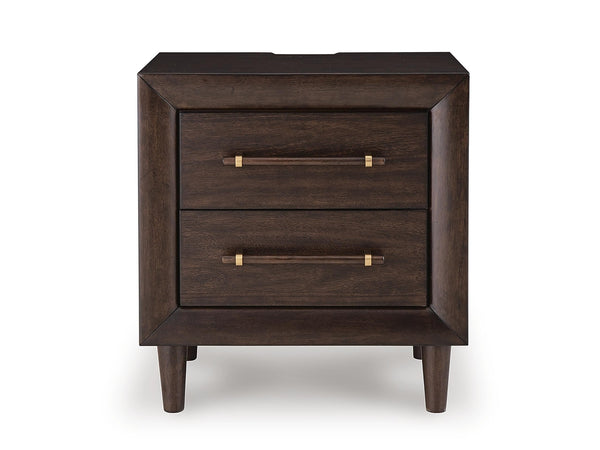 Dantenton 2-Drawer Nightstand with USB Merlot