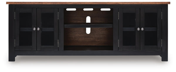 Wildenauer 76-Inch 4-Door XL TV Stand (Fireplace Optional) Brown/Black