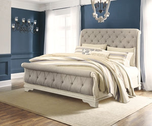 Realyn Pastoral Charm Queen Upholstered Button Tufted Sleigh Headboard Two-tone
