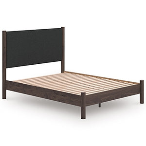 Pamytta Queen Upholstered Panel Headboard Black/Brown
