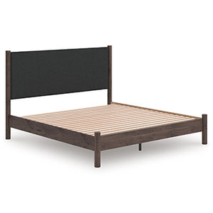 Pamytta King Upholstered Panel Headboard Black/Brown