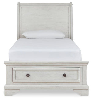 Robbinsdale Twin Sleigh 2-Drawer Storage Bed Antique White
