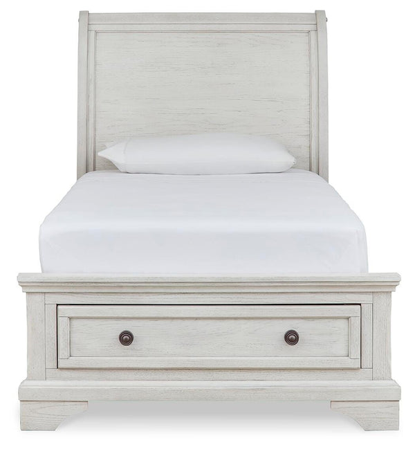 Robbinsdale Twin Sleigh 2-Drawer Storage Bed Antique White