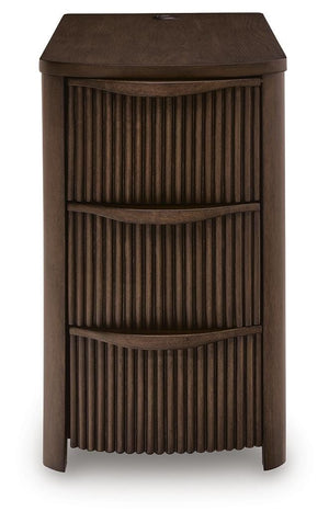Camdill 3-Drawer Chairside End Table with USB Dark Brown