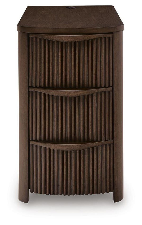 Camdill 3-Drawer Chairside End Table with USB Dark Brown