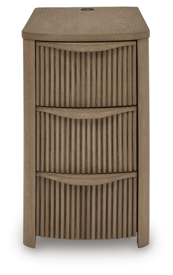 Camdill 3-Drawer Chairside End Table with USB Light Brown