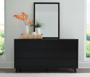 Danziar 6-Drawer Dresser & Mirror Black