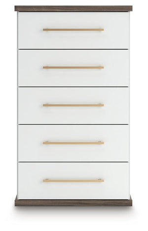 Kendanport 5-Drawer Chest Brown/White